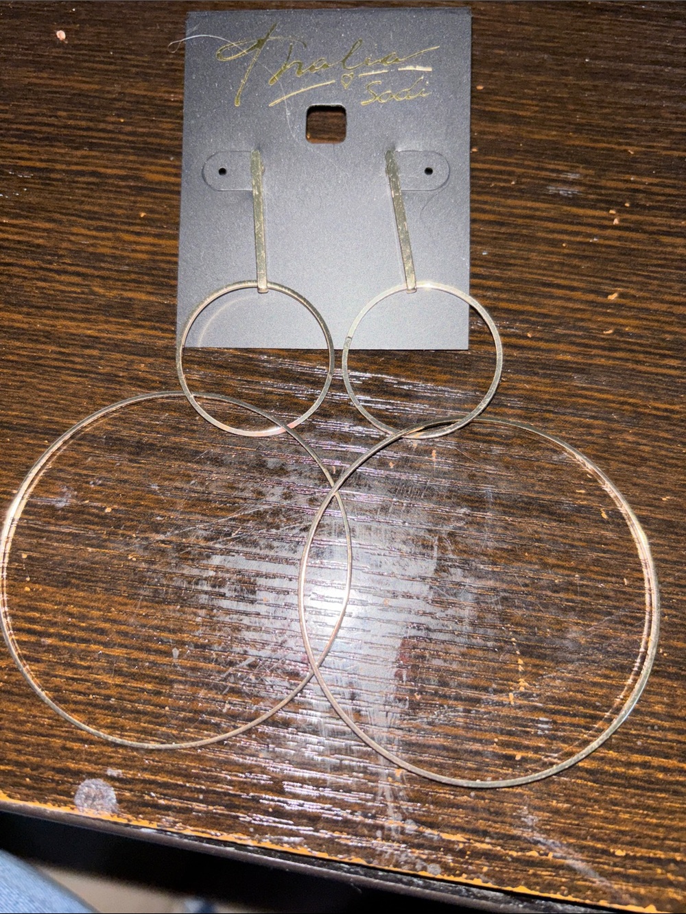 Thalia Sodi Large Gold Double Hoop Drop Earrings